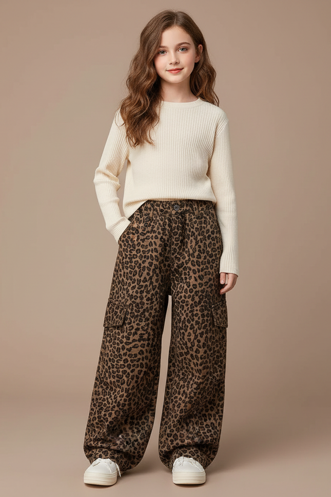 Pantalon Cargo Leopard - Imprimé Molleton