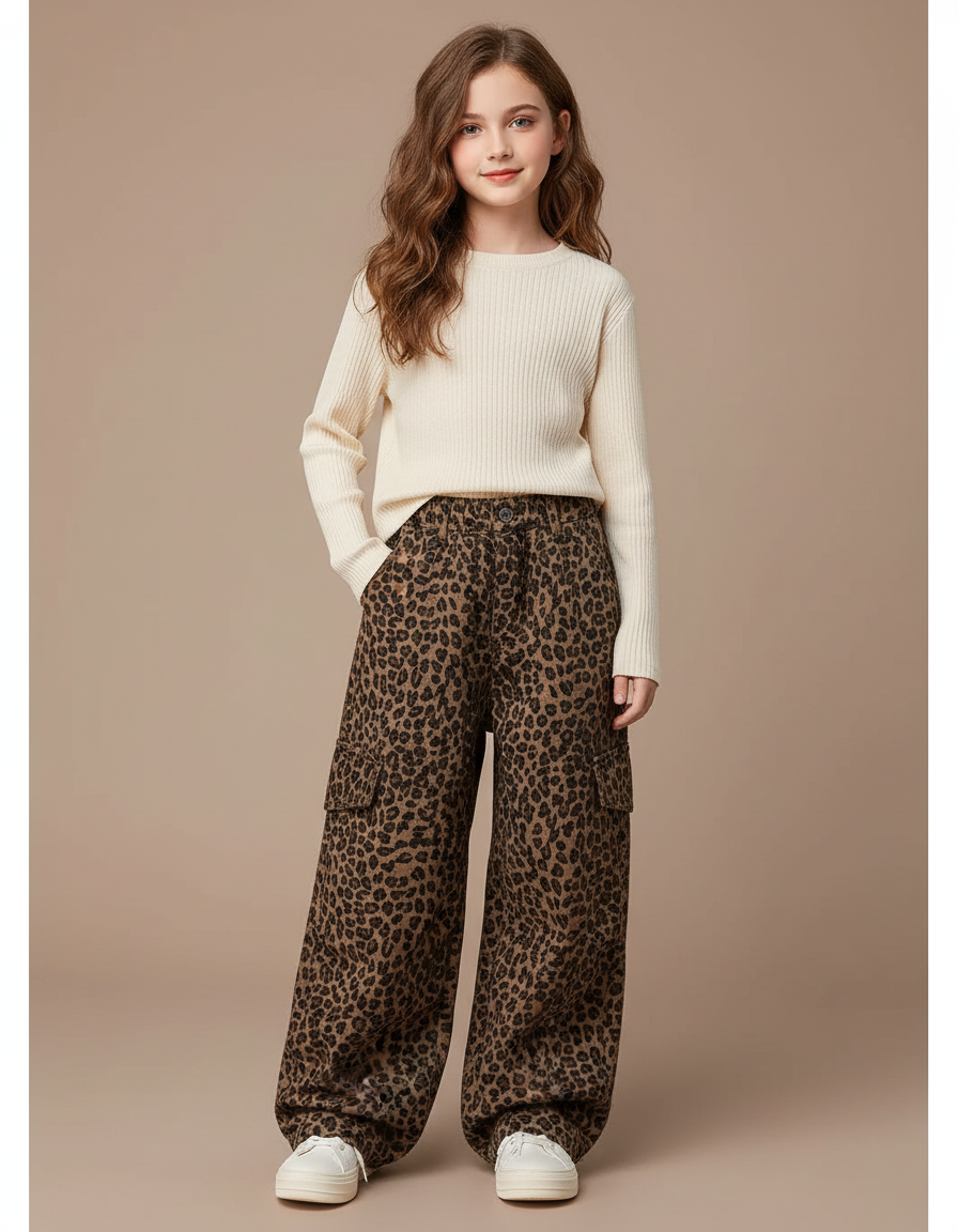 Pantalon Cargo Leopard - Imprimé Molleton