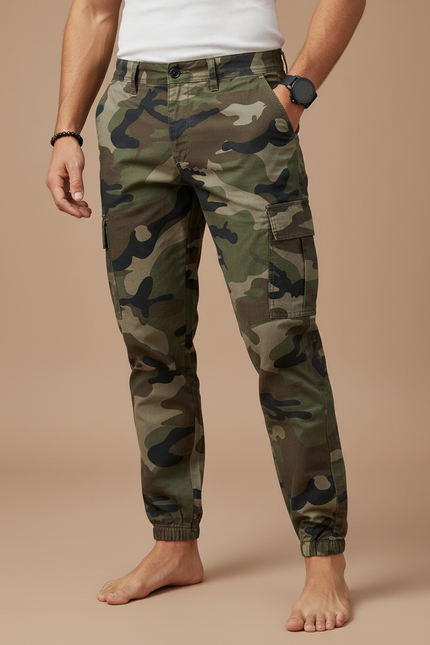 Pantalon Cargo Camouflage Militaire Jogger Homme Coton - Imprimé