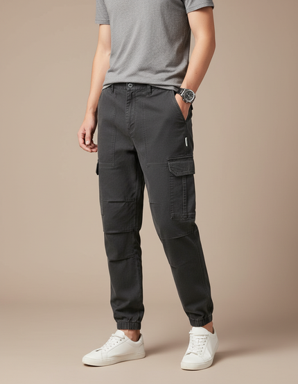 Pantalon Cargo Homme Coton Gris Décontracté Jogger