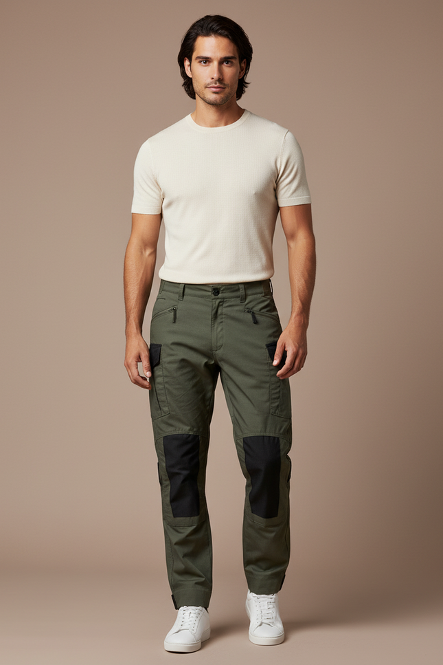 Pantalon Cargo Kaki Résistant Multipoches Décontracté - Toile