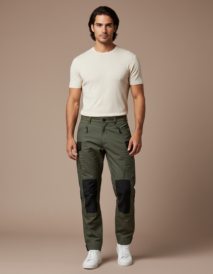 Pantalon Cargo Kaki Résistant Multipoches Décontracté - Toile