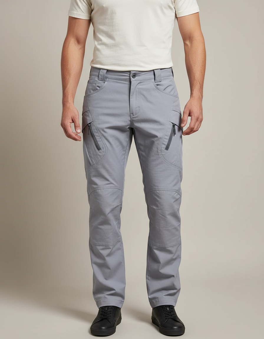 Pantalon Cargo Gris Tactique Léger Multi-Poches Homme - Gabardine