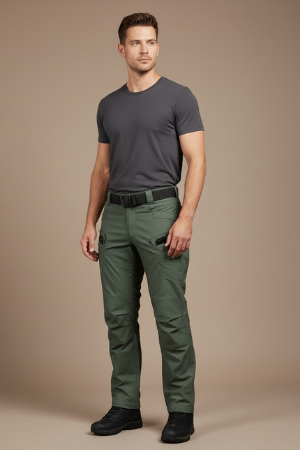 Pantalon Cargo Vert Militaire Tactique Multipoches Résistant - Kaki Polyester