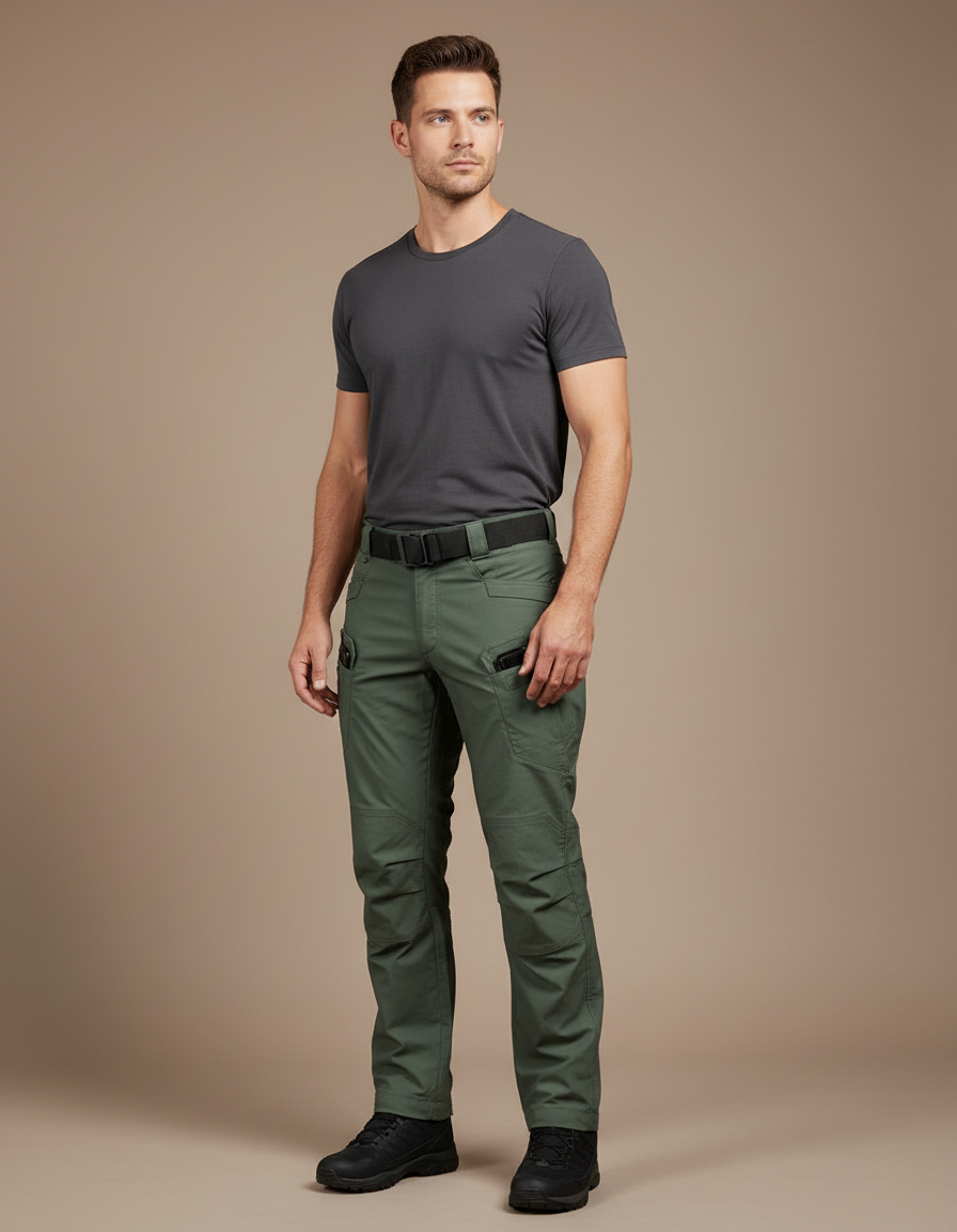 Pantalon Cargo Vert Militaire Tactique Multipoches Résistant - Kaki Polyester