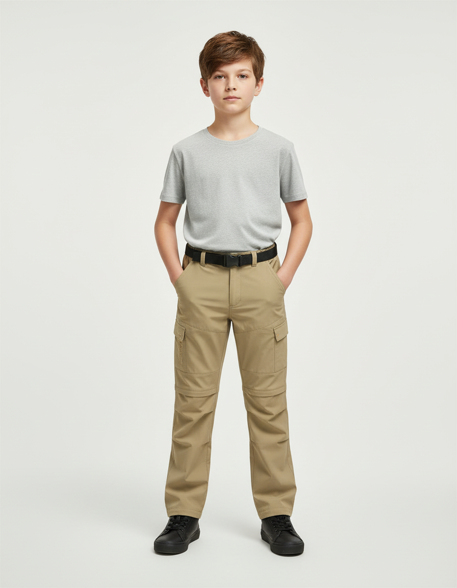 Pantalon Cargo Beige Convertible Léger Enfant - Polyester