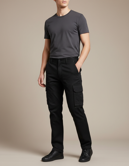 Pantalon Cargo Multipoche Homme - Noir Gabardine