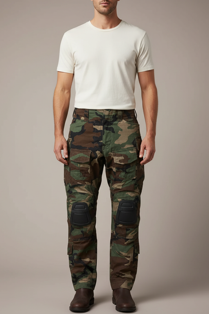 Pantalon Cargo Camouflage Militaire Renforcé Genoux Homme - Multicolore Toile