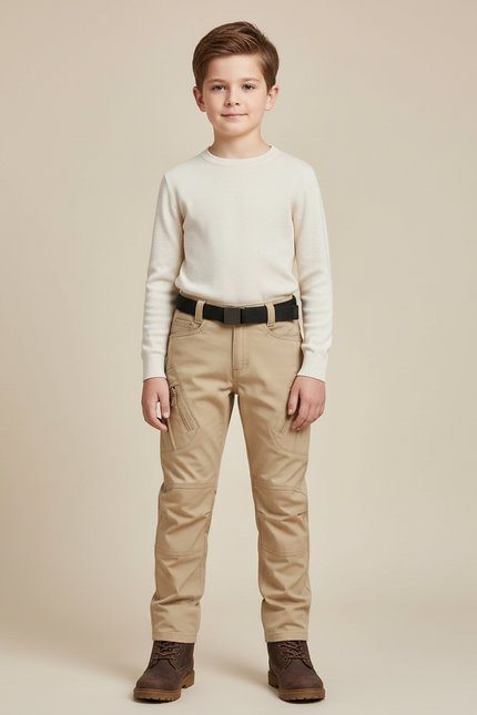 Pantalon Cargo Beige Enfant Multipoches Résistant - Toile