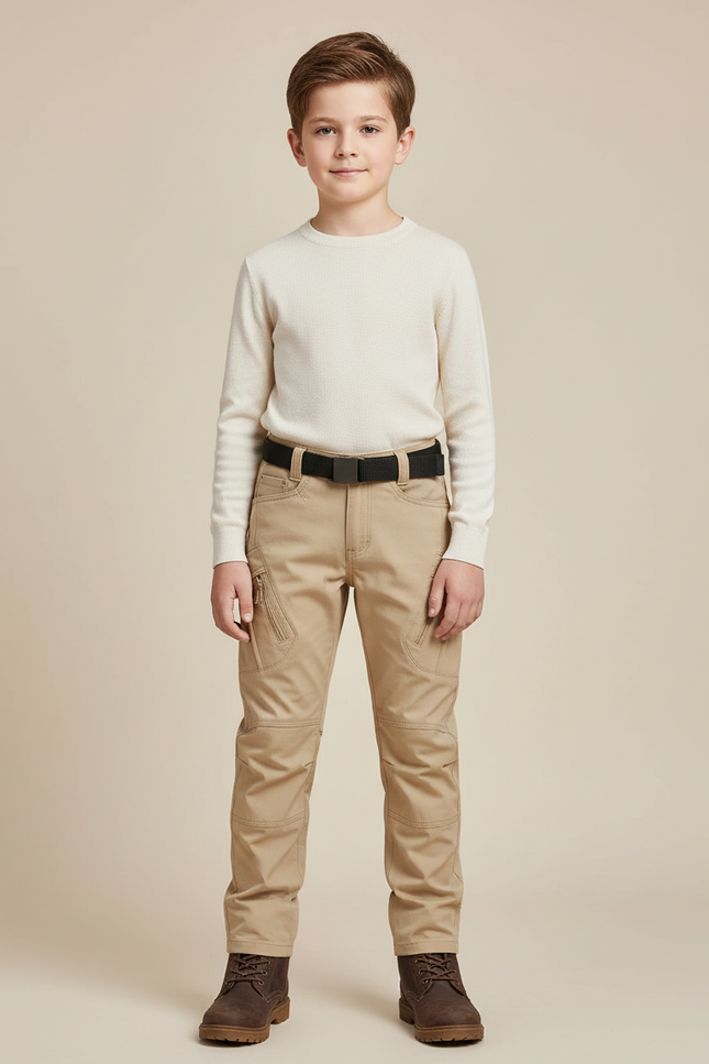 Pantalon Cargo Beige Enfant Multipoches Résistant - Toile