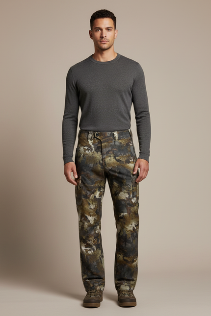 Pantalon Cargo Camouflage Chasse Ample Résistant Polyester - Multicolore