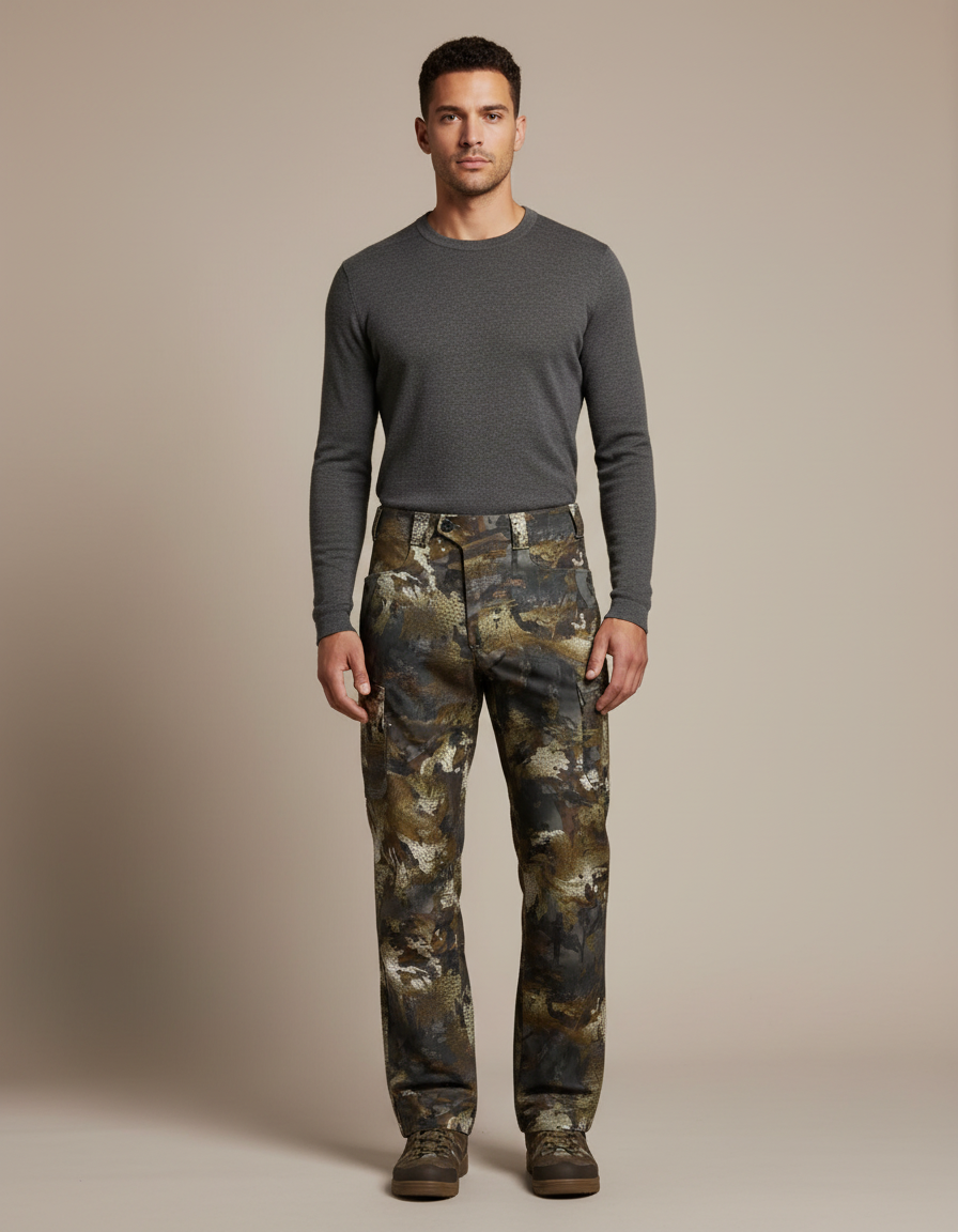 Pantalon Cargo Camouflage Chasse Ample Résistant Polyester - Multicolore
