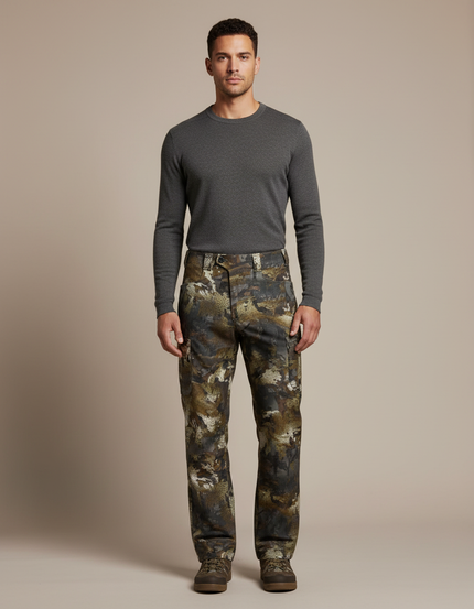 Pantalon Cargo Camouflage Chasse Ample Résistant Polyester - Multicolore