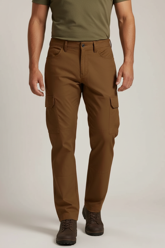 Pantalon Cargo Marron Homme Tactique Multi-Poches Respirant - Polyester