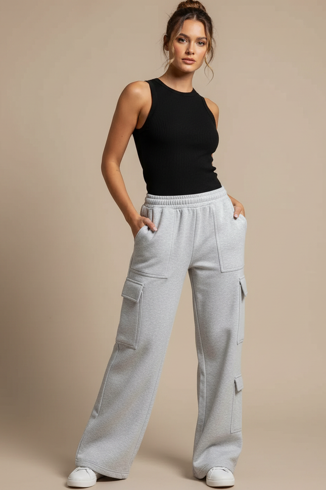 Pantalon Cargo Gris Femme - Molleton