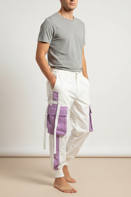 Pantalon Cargo Streetwear - Blanc Gabardine