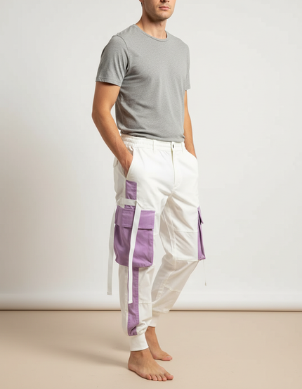 Pantalon Cargo Streetwear - Blanc Gabardine