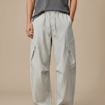 Pantalon Cargo Gris Ample Léger Décontracté Unisexe - Polyester