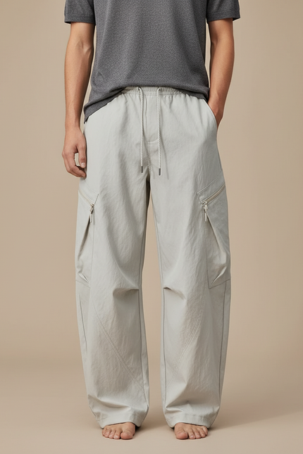 Pantalon Cargo Gris Ample Léger Décontracté Unisexe - Polyester