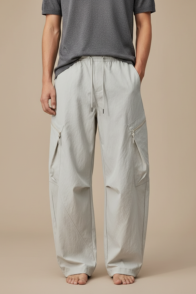 Pantalon Cargo Gris Ample Léger Décontracté Unisexe - Polyester