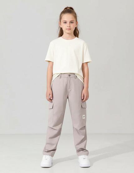 Pantalon Cargo Gris Ample Léger Multipoches Enfant - Gabardine