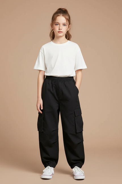 Pantalon Cargo Garçon - Noir Toile