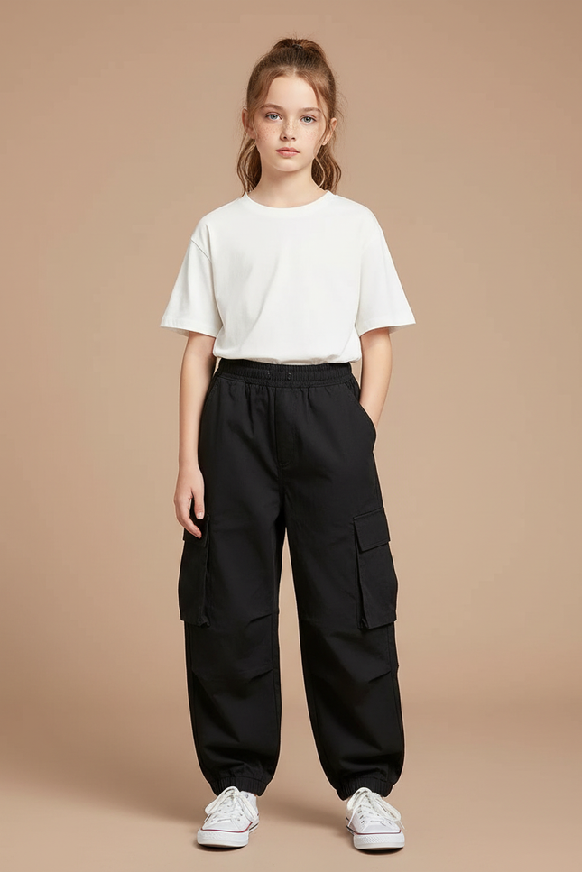 Pantalon Cargo Garçon - Noir Toile