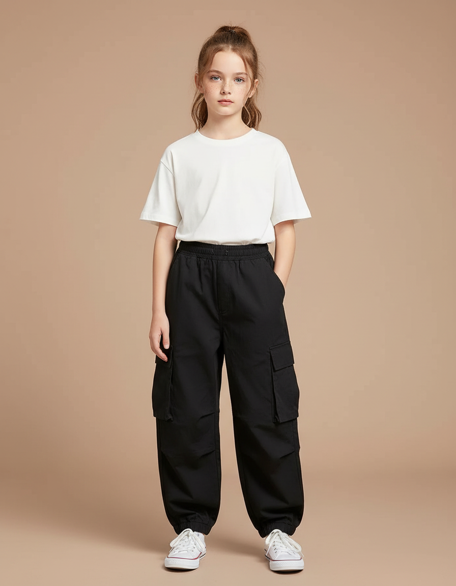 Pantalon Cargo Garçon - Noir Toile