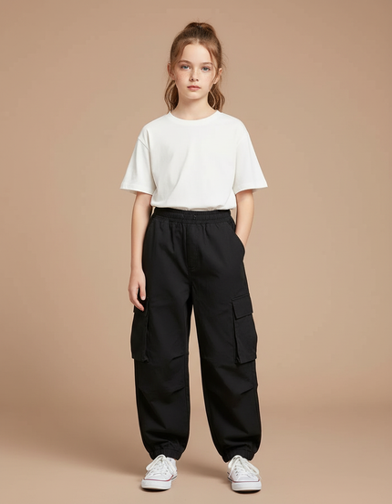Pantalon Cargo Garçon - Noir Toile