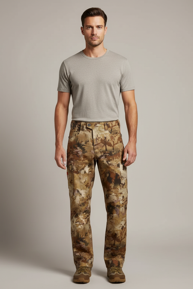 Pantalon Cargo Camouflage Marron Ample Chasse Outdoor - Toile