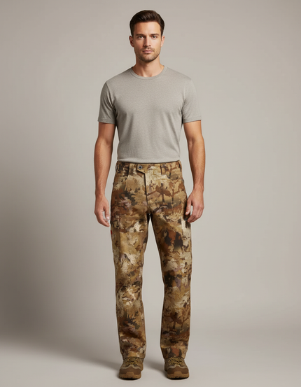 Pantalon Cargo Camouflage Marron Ample Chasse Outdoor - Toile