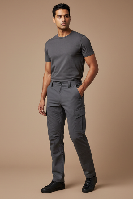 Pantalon Cargo Gris Décontracté Multi-Poches Homme Tendance - Toile