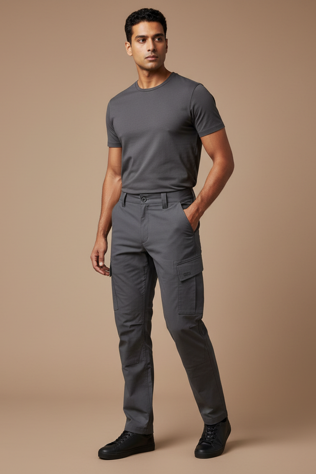 Pantalon Cargo Gris Décontracté Multi-Poches Homme Tendance - Toile