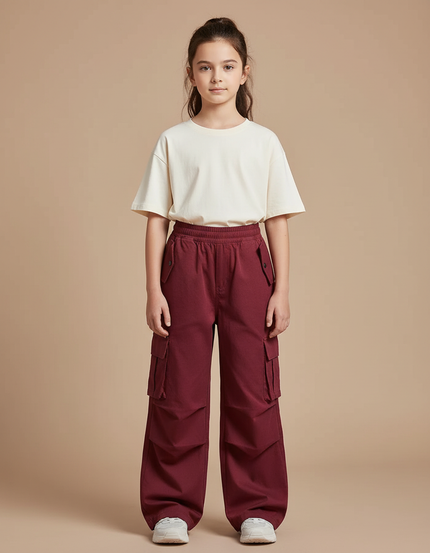 Pantalon Cargo Bordeaux Ample Enfant Coton