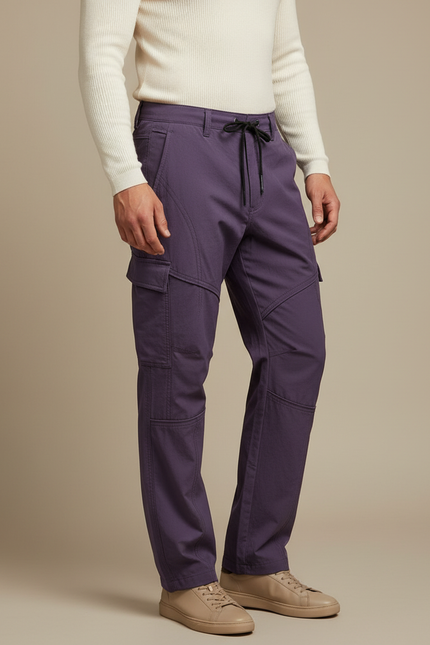 Pantalon Cargo Violet Homme Coton Décontracté