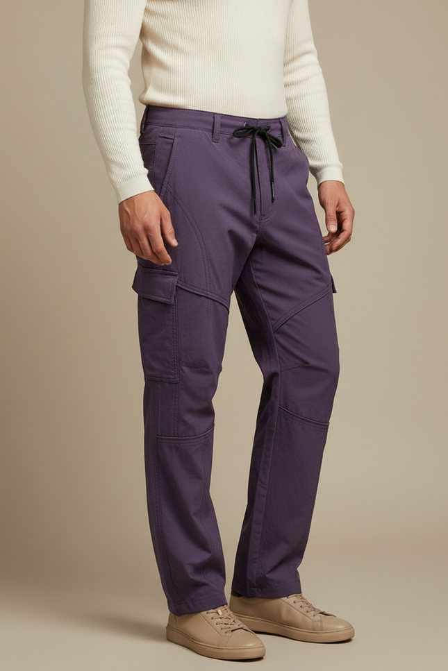 Pantalon Cargo Violet Homme Coton Décontracté