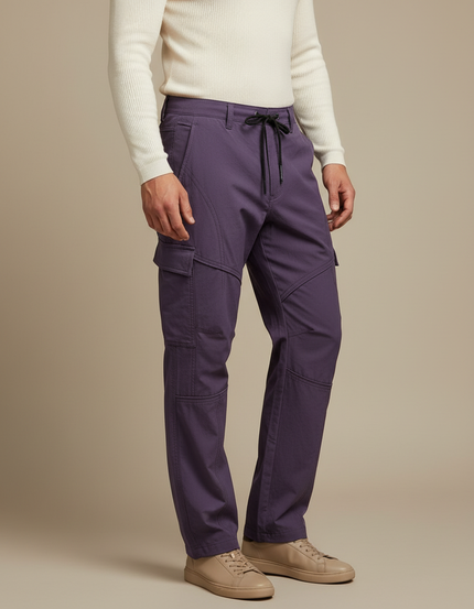 Pantalon Cargo Violet Homme Coton Décontracté