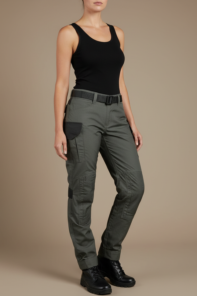 Pantalon Cargo Vert Militaire Femme Tactique Renforcé - Toile