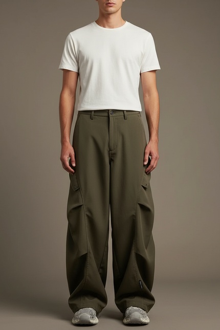 Pantalon Cargo Kaki Ample Streetwear Homme Léger - Polyester