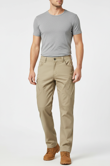 Pantalon Cargo Kaki Droit Multipoches Homme Décontracté - Toile