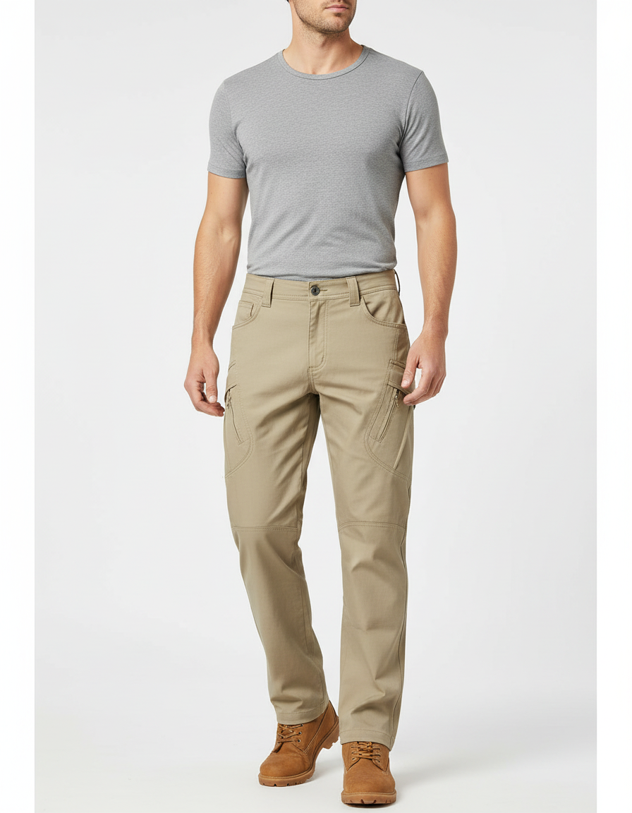 Pantalon Cargo Kaki Droit Multipoches Homme Décontracté - Toile