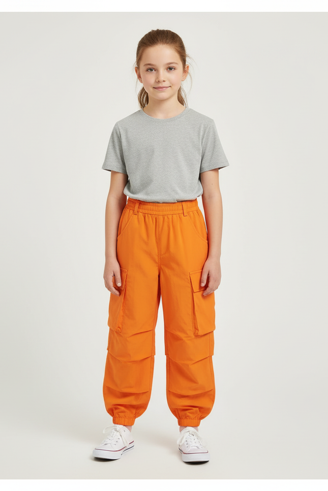Pantalon Cargo Fille Orange Parachute - Polyester
