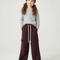 Pantalon Cargo Léopard Bordeaux Ample Poches Cordon Fille - Molleton