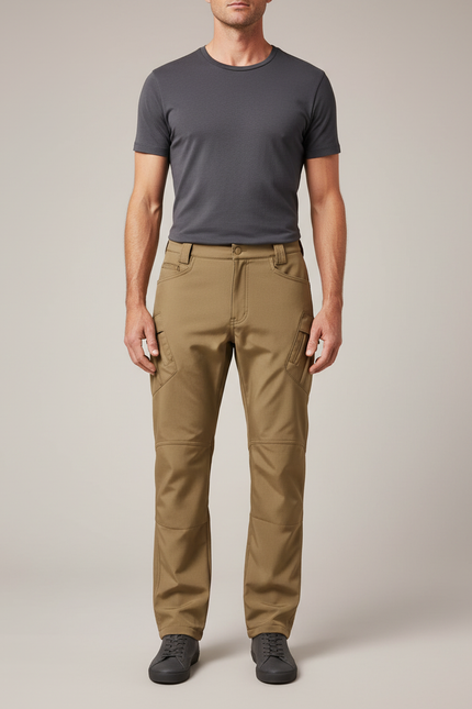 Pantalon Cargo Homme Marron Tactique Extensible Multi-Poches - Camel Polyester