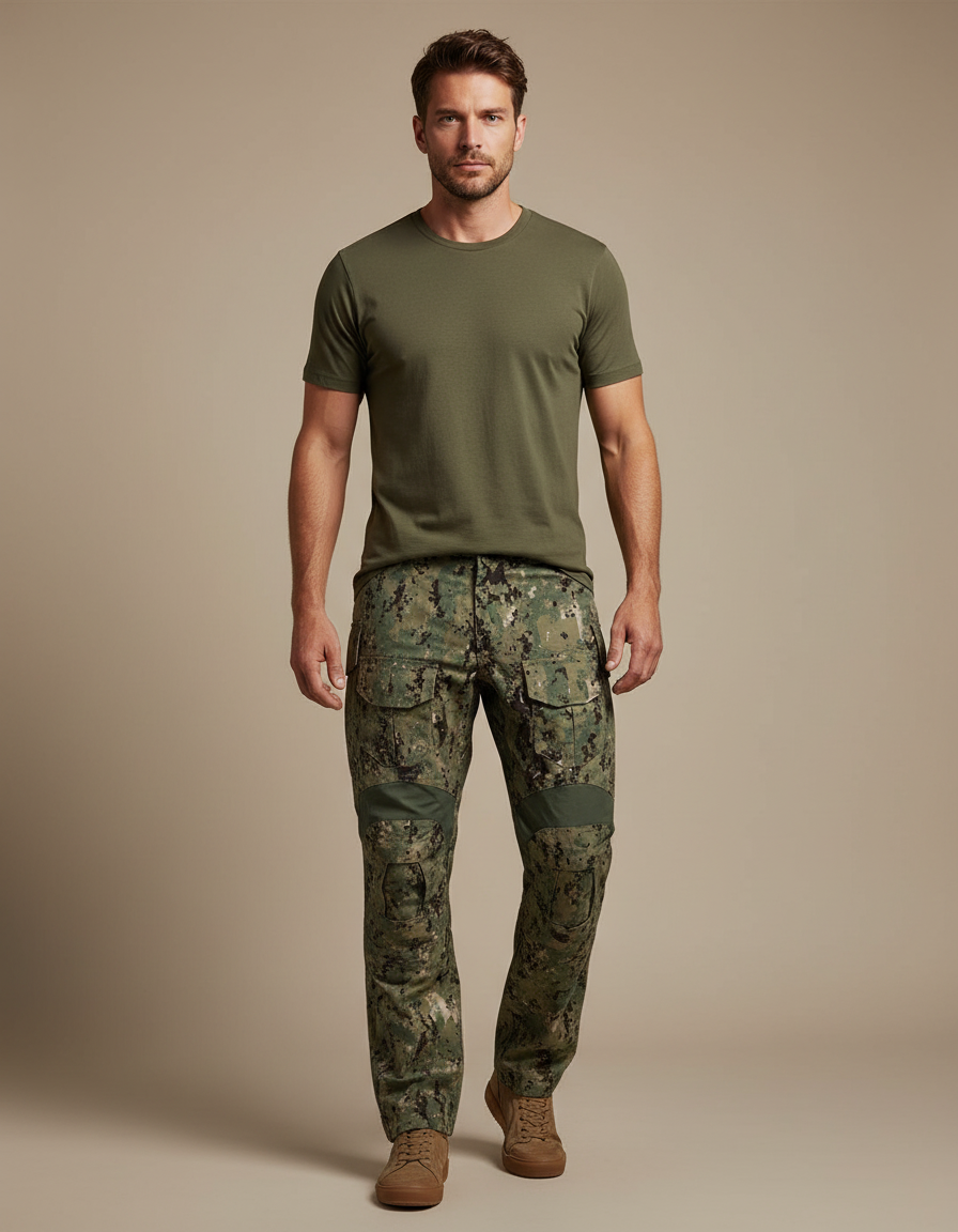 Pantalon Cargo Homme Camouflage Tactique Multipoches Renforcé - Multicolore Toile