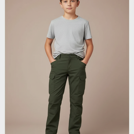 Pantalon Cargo Vert Militaire Ample Enfant Coton