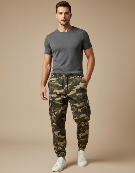 Pantalon Cargo Camouflage Homme Décontracté Jogger Multipoches - Multicolore Polyester