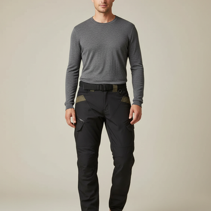 Pantalon Cargo Noir Homme Technique Multipoches Urbain - Polyester