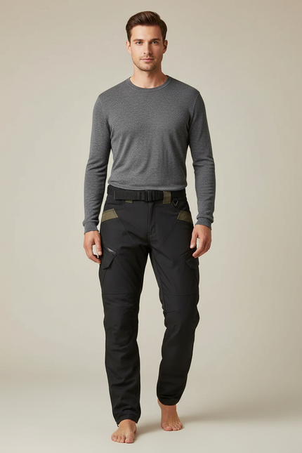 Pantalon Cargo Noir Homme Technique Multipoches Urbain - Polyester