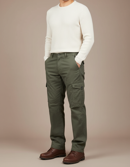 Pantalon Cargo Kaki Coton Résistant Multipoches Homme - Toile